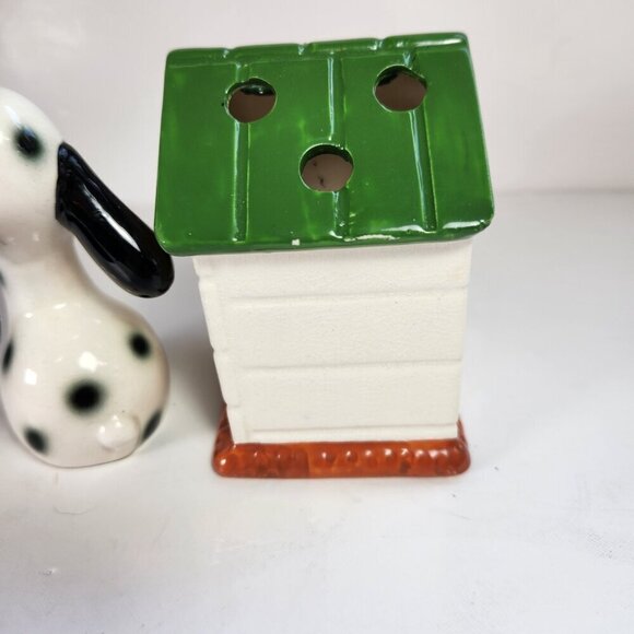 Vintage Pencil Sharpener & Holder MCM Dog & Doghouse Bone China Made In Japan - Picture 9 of 12